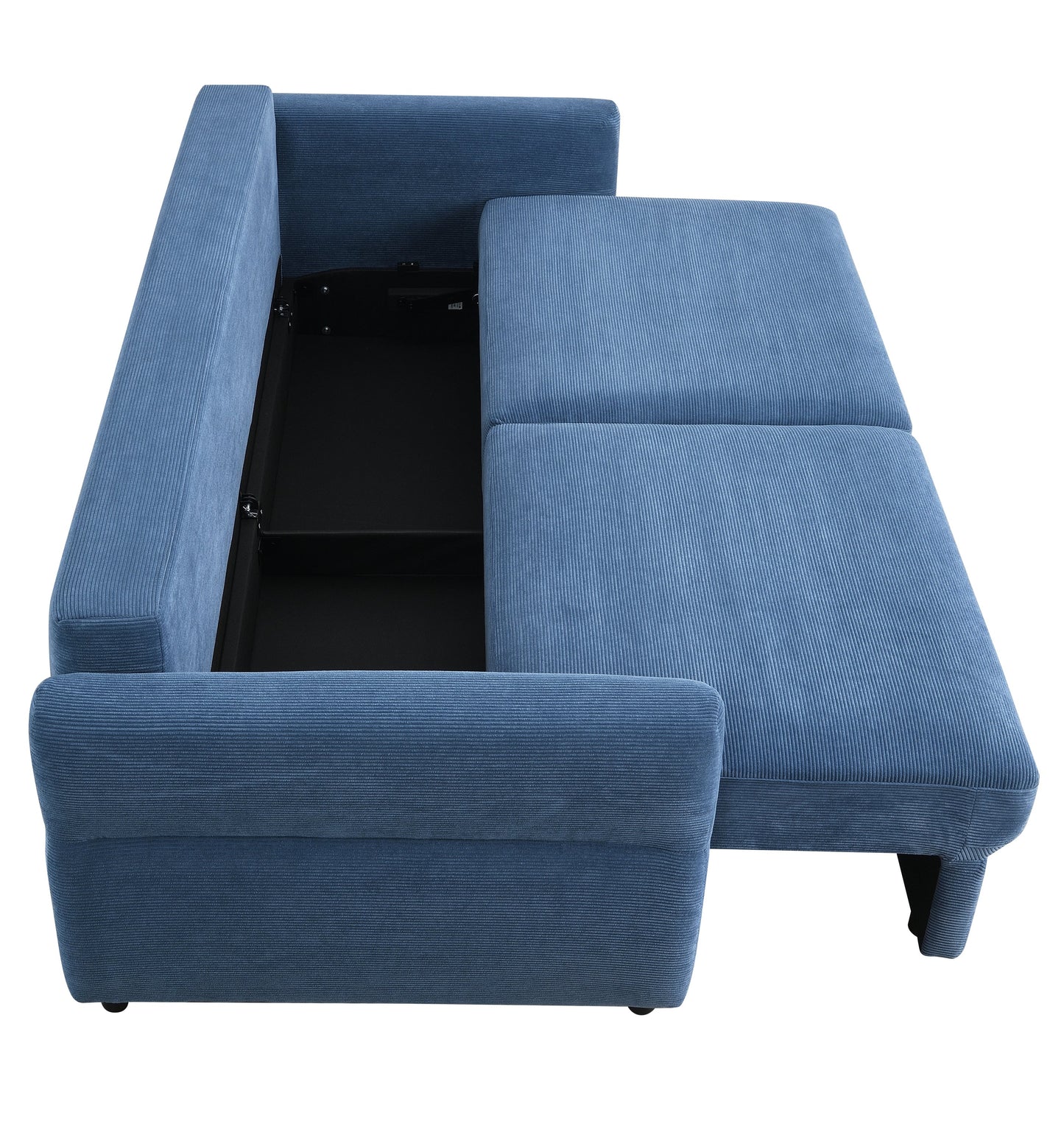 Haran Fabric Pull-Out Sleeper with Storage blue corduroy upholstery by HouseOfZazla on Tampa Home & Garden Store