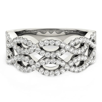 Ring Diamond Studded Interlocking Waves, 14k White Gold, 5/8 cttw, Bids.com on Tampa Home & Garden Store