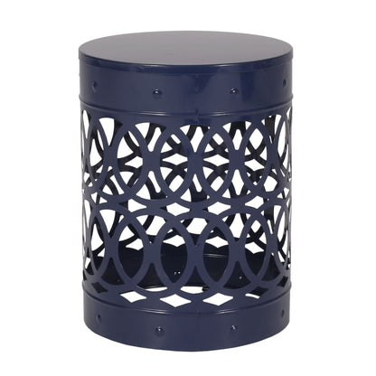 Large Outdoor Metal End Table with Floral Cut