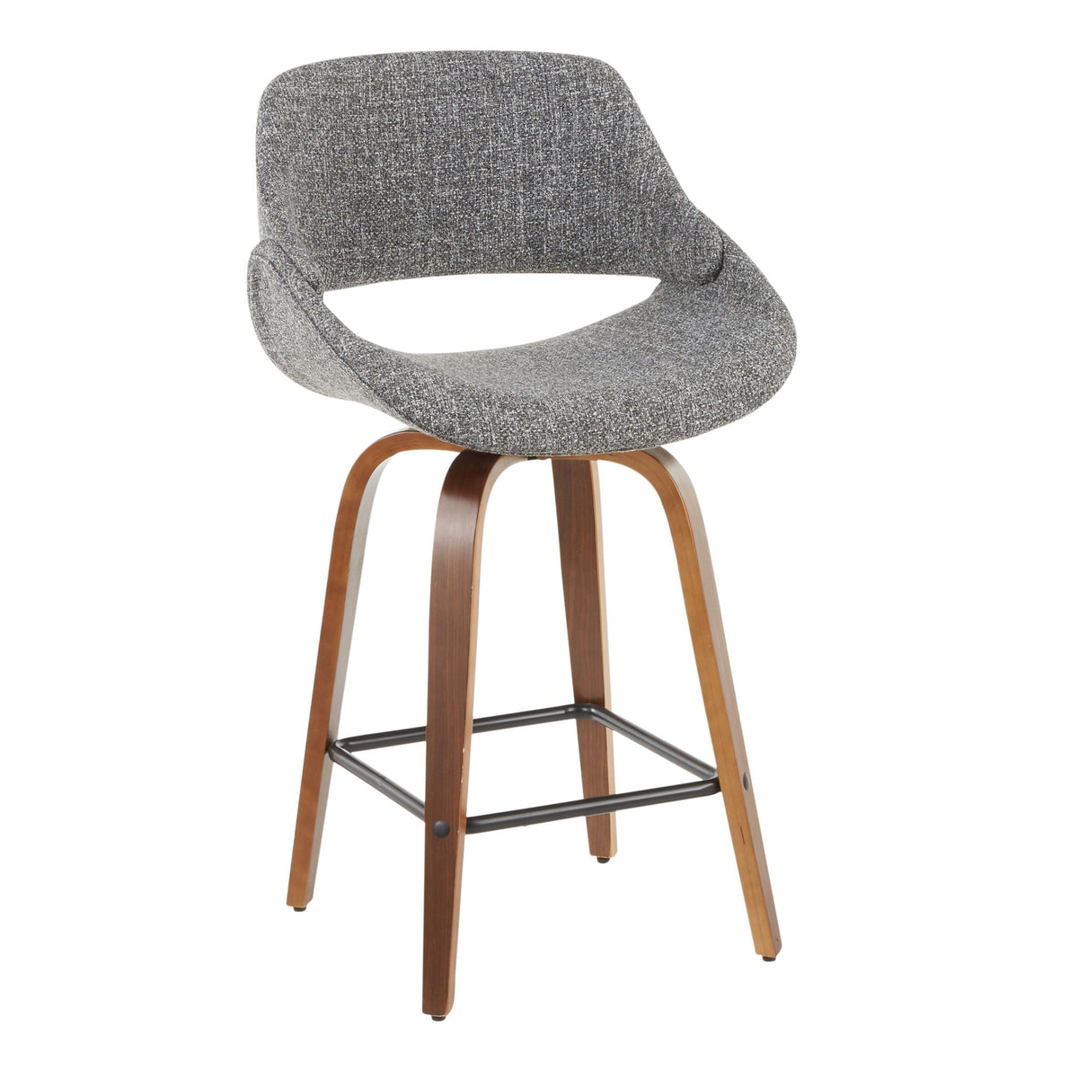 Fabrico mid-century counter stool set of 2 by HouseOfZazla in grey fabric with wood legs on Tampa Home & Garden Store
