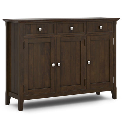 Acadian entryway storage cabinet brown solid wood with three doors and silver knobs on Tampa Home & Garden Store