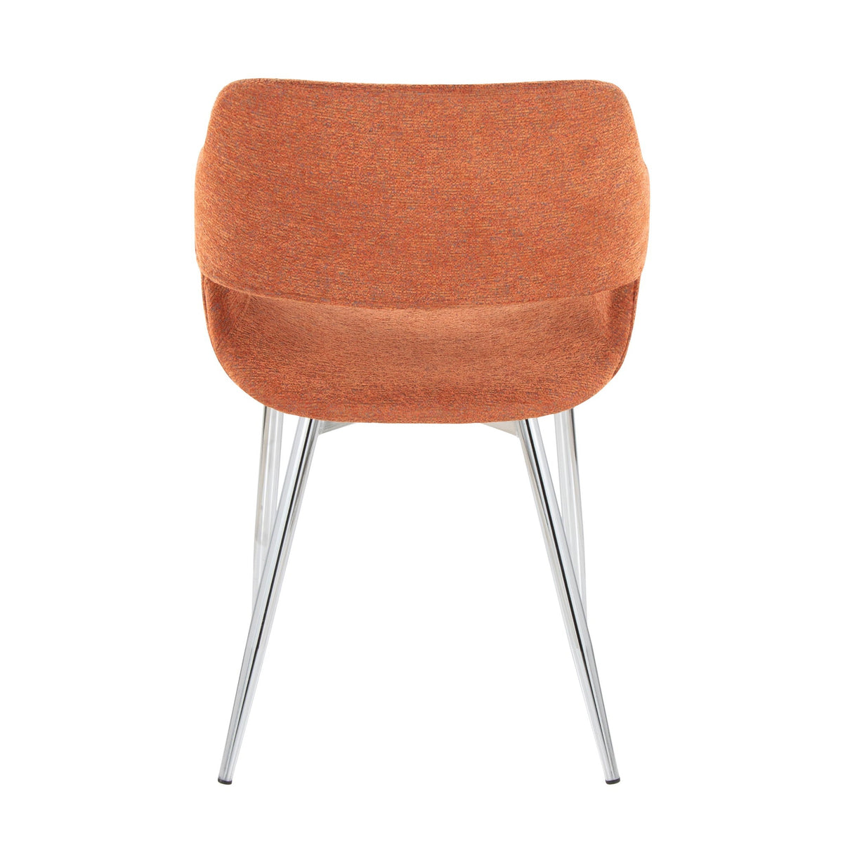 Contemporary dining chair rust-orange upholstery with chrome metal legs on Tampa Home & Garden Store