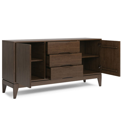 HouseOfZazla solid wood sideboard buffet with drawers and cabinets in dark brown on Tampa Home & Garden Store