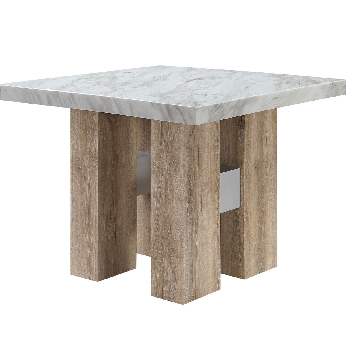 Mikha Bar Table with Extra Thick Top white marble top and sturdy wood legs on Tampa Home & Garden Store