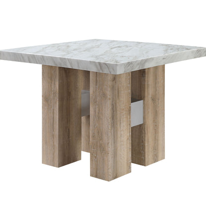 Mikha Bar Table with Extra Thick Top white marble top and sturdy wood legs on Tampa Home & Garden Store