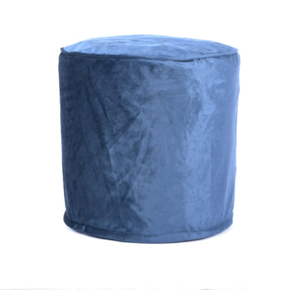 Shimon cylinder pouf ottoman blue velvet accent seating on Tampa Home & Garden Store