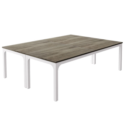 Extra Long 2 Person Computer Desk with collaborative workstation oak top white frame HouseOfZazla on Tampa Home & Garden Store
