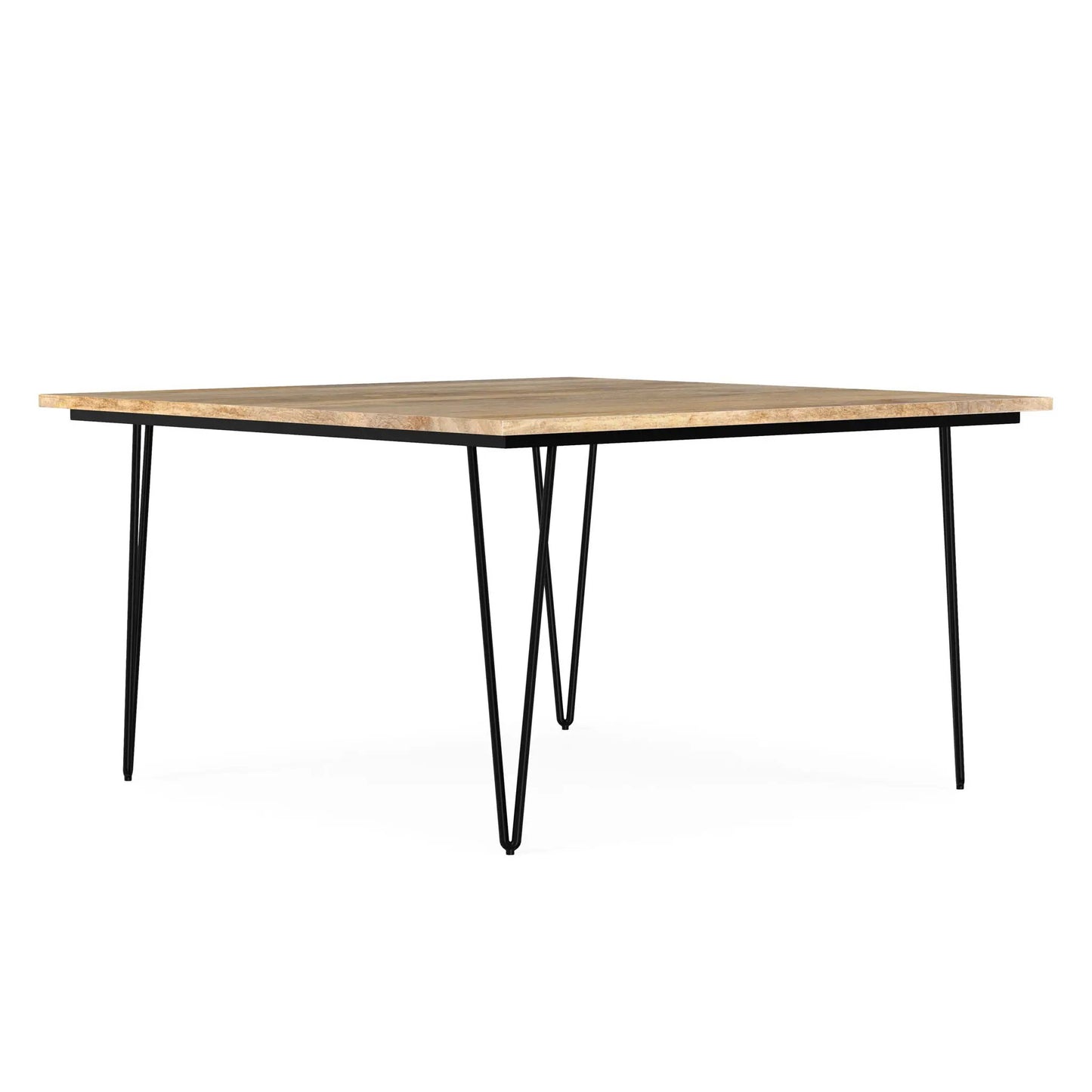 Hunter square tabletop dining table natural wood top black metal legs by Unique Piece Furniture on Tampa Home & Garden Store