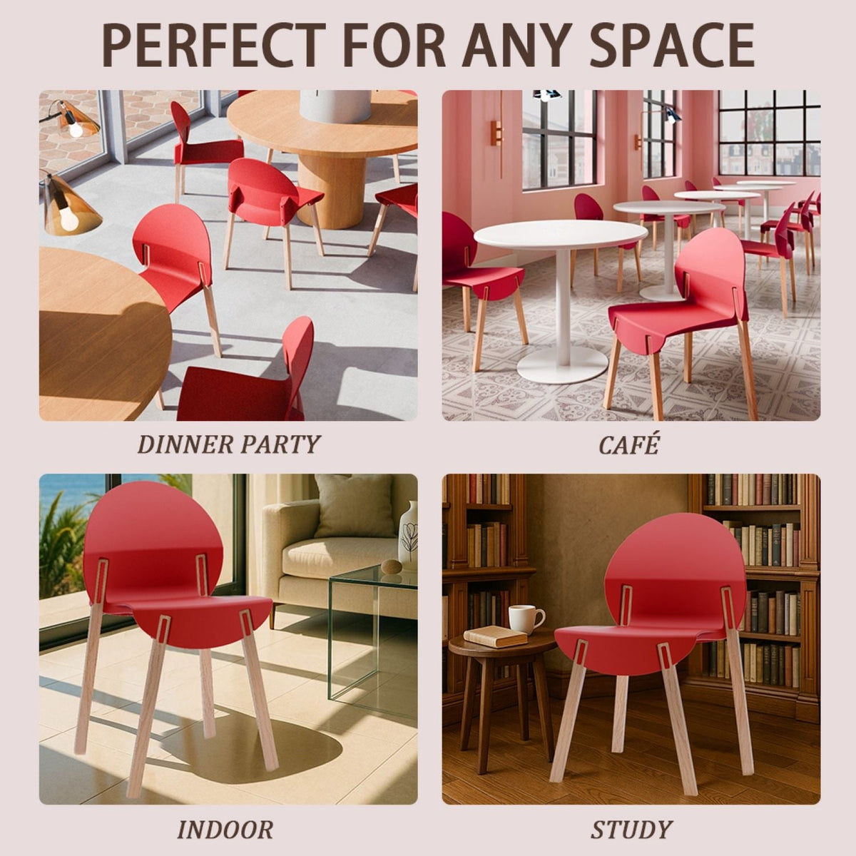 Traditional 4 piece outdoor chair set with round table; pink chairs, light wood legs, indoor on Tampa Home & Garden Store