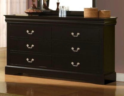 Louis Philippe III dresser in black finish with 6 drawers and silver hardware HouseOfZazla on Tampa Home & Garden Store