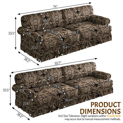 Comfortable Cloud Sofa with rolled arms and skirt in paisley upholstery by HouseOfZazla on Tampa Home & Garden Store