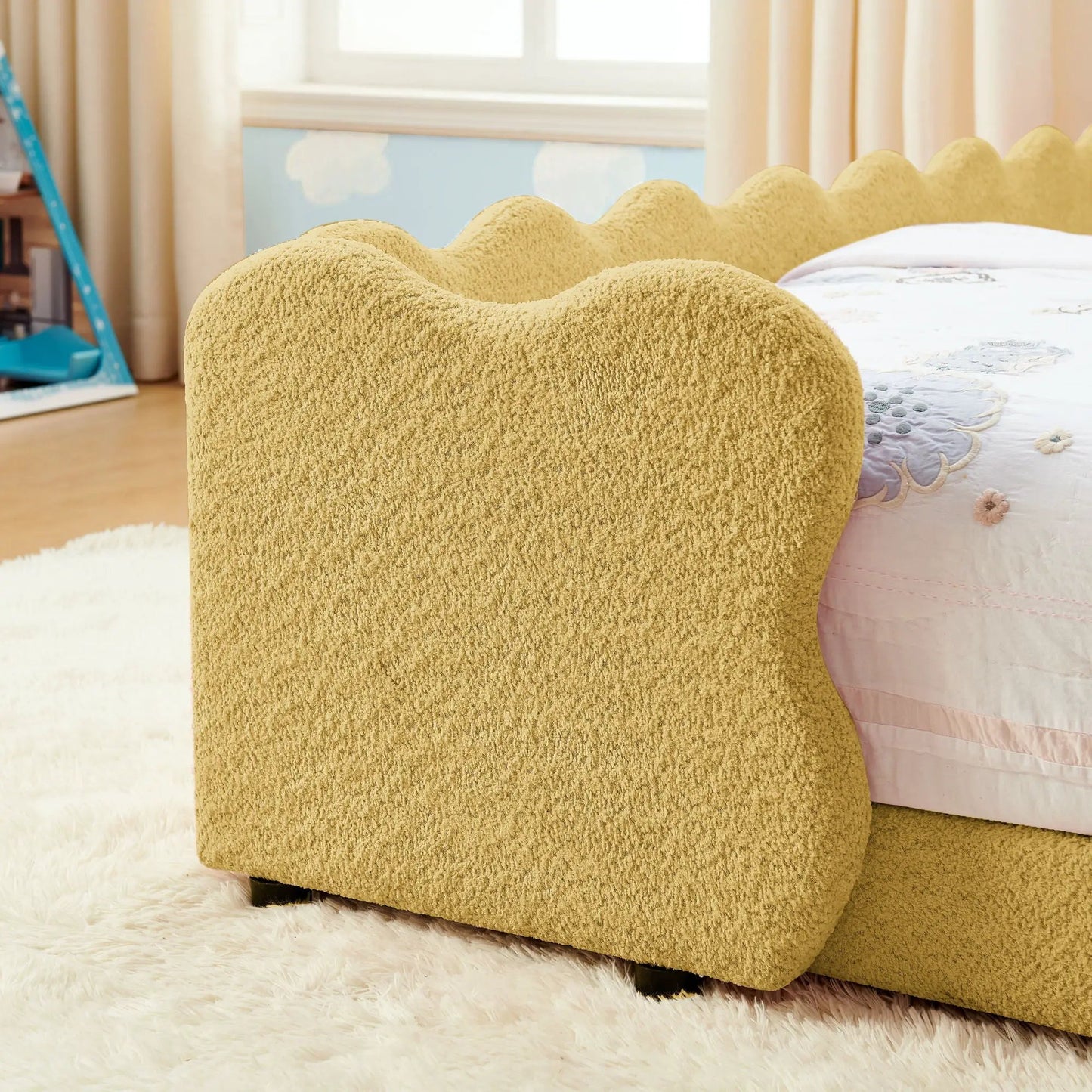 Cute Dinosaur Bed with Guardrail Toddler Frame