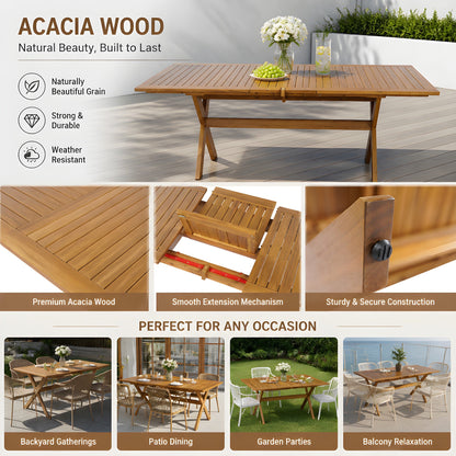 7 Piece Acacia Wood Outdoor Dining Set And Chairs