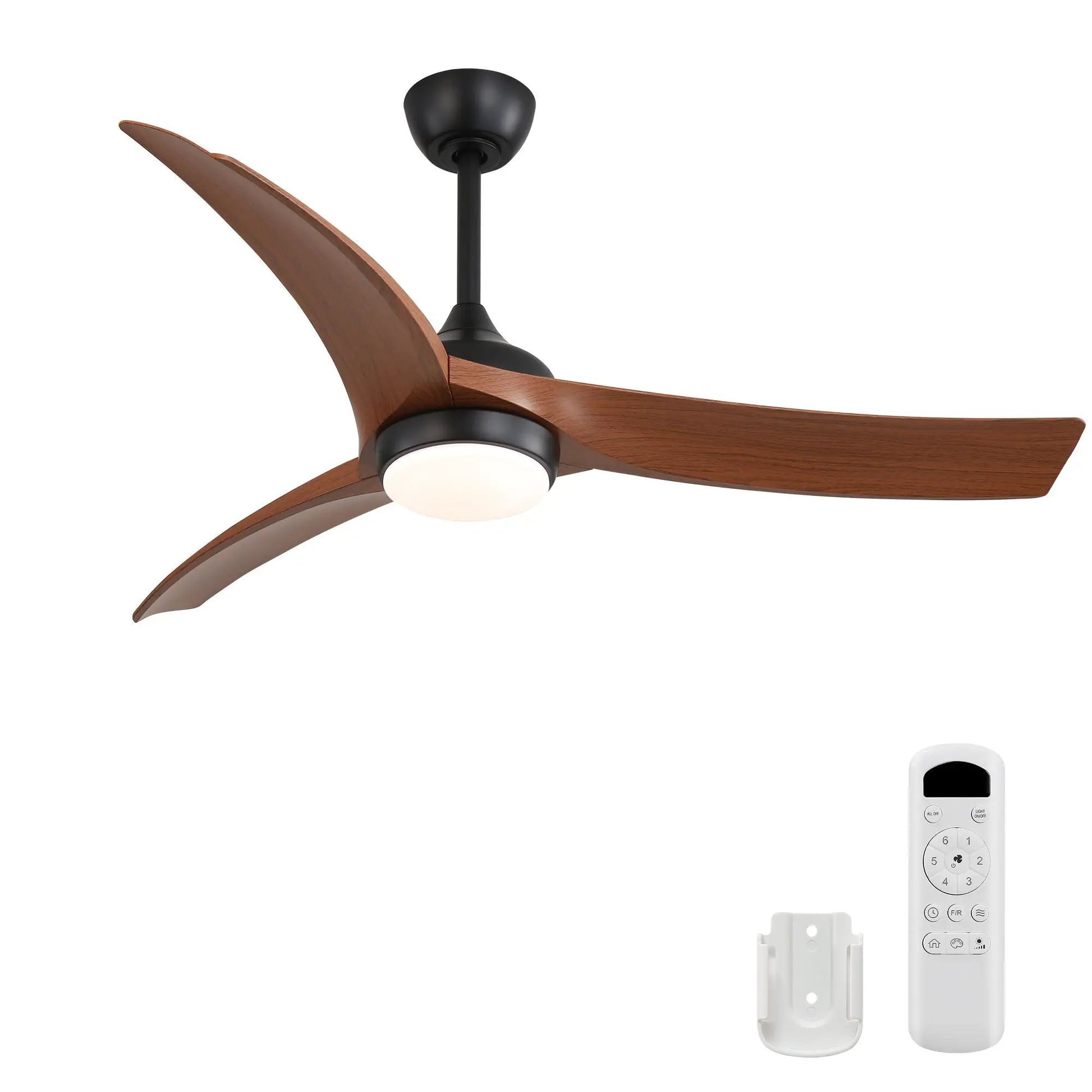 Ceiling fan with 3 wood blades, black DC motor, remote and dimmable light, Unique Piece Furniture on Tampa Home & Garden Store