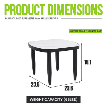 Outdoor Elegance Coffee Table rounded corners white marble top black legs HouseOfZazla on Tampa Home & Garden Store