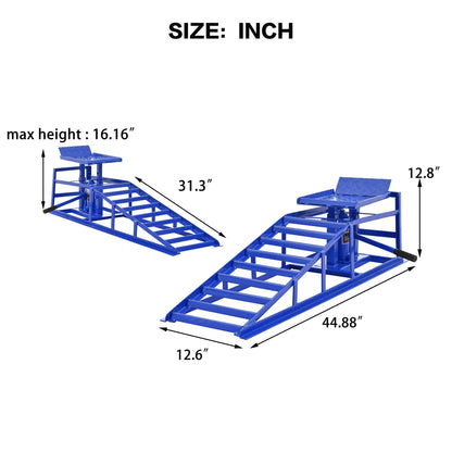 Suxidi 5 Ton hydraulic automotive lift with two blue ramps for cars and trucks HouseOfZazla on Tampa Home & Garden Store