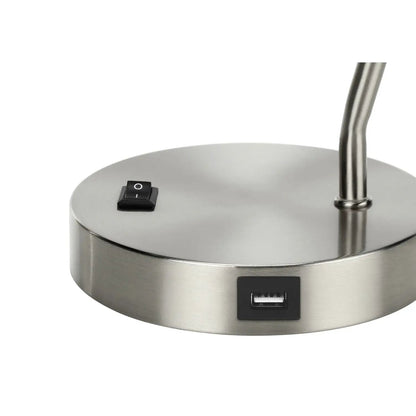Table Lamp With USB Port, Nickel Finish, Modern