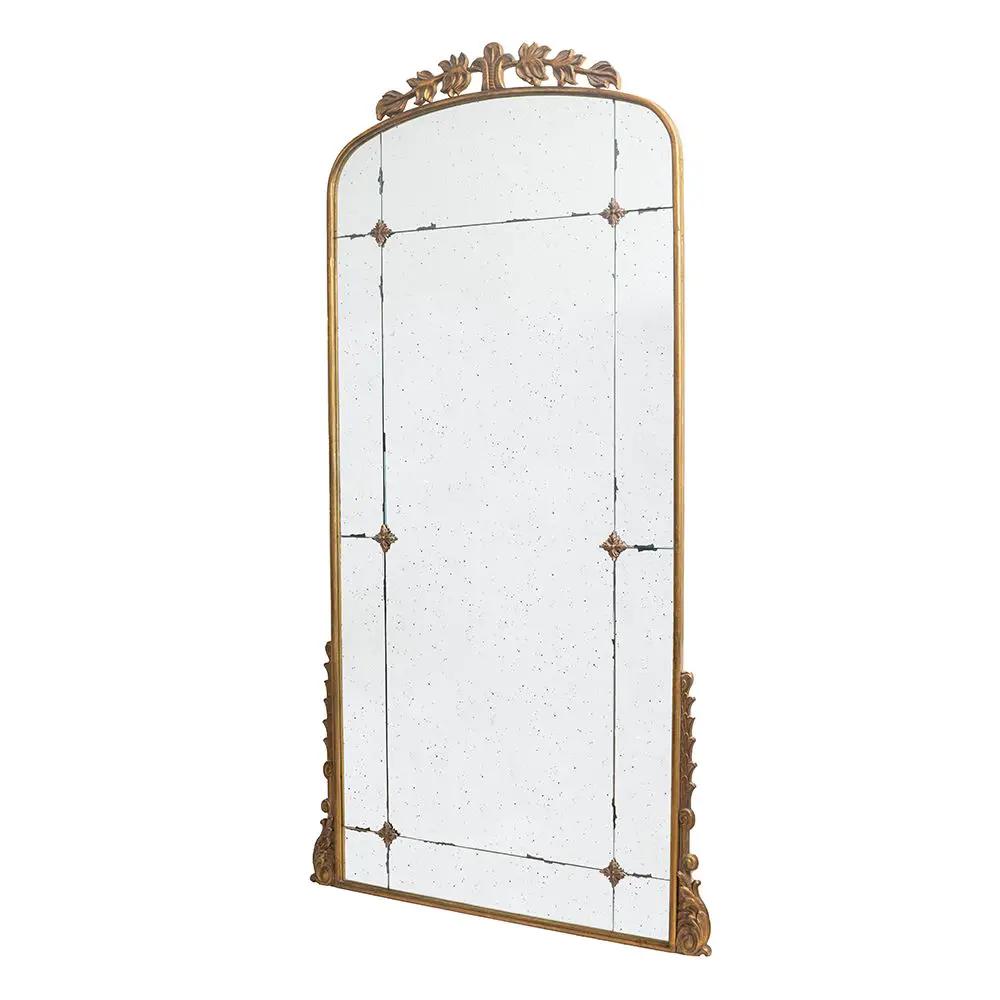 Lavish full-length floor mirror antique gold metal frame with crest by Unique Piece Furniture on Tampa Home & Garden Store
