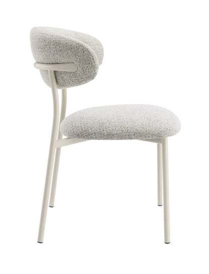 Kalam Fabric Side Chair set of 2 in light gray boucle with white metal frame on Tampa Home & Garden Store