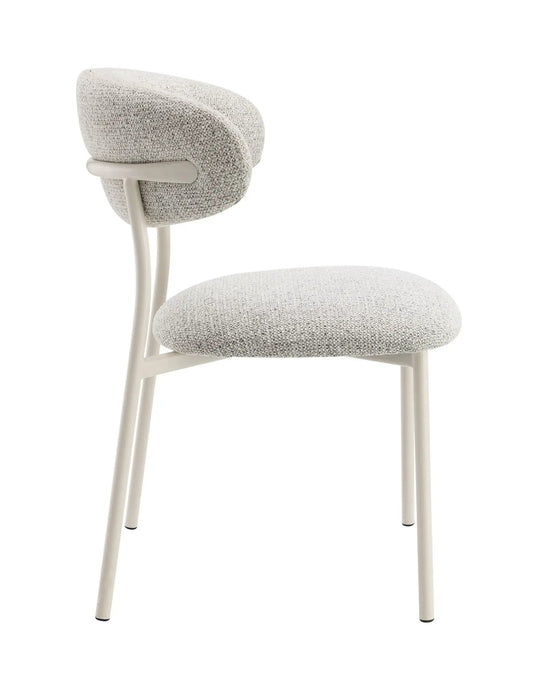 Kalam Fabric Side Chair set of 2 in light gray boucle with white metal frame on Tampa Home & Garden Store