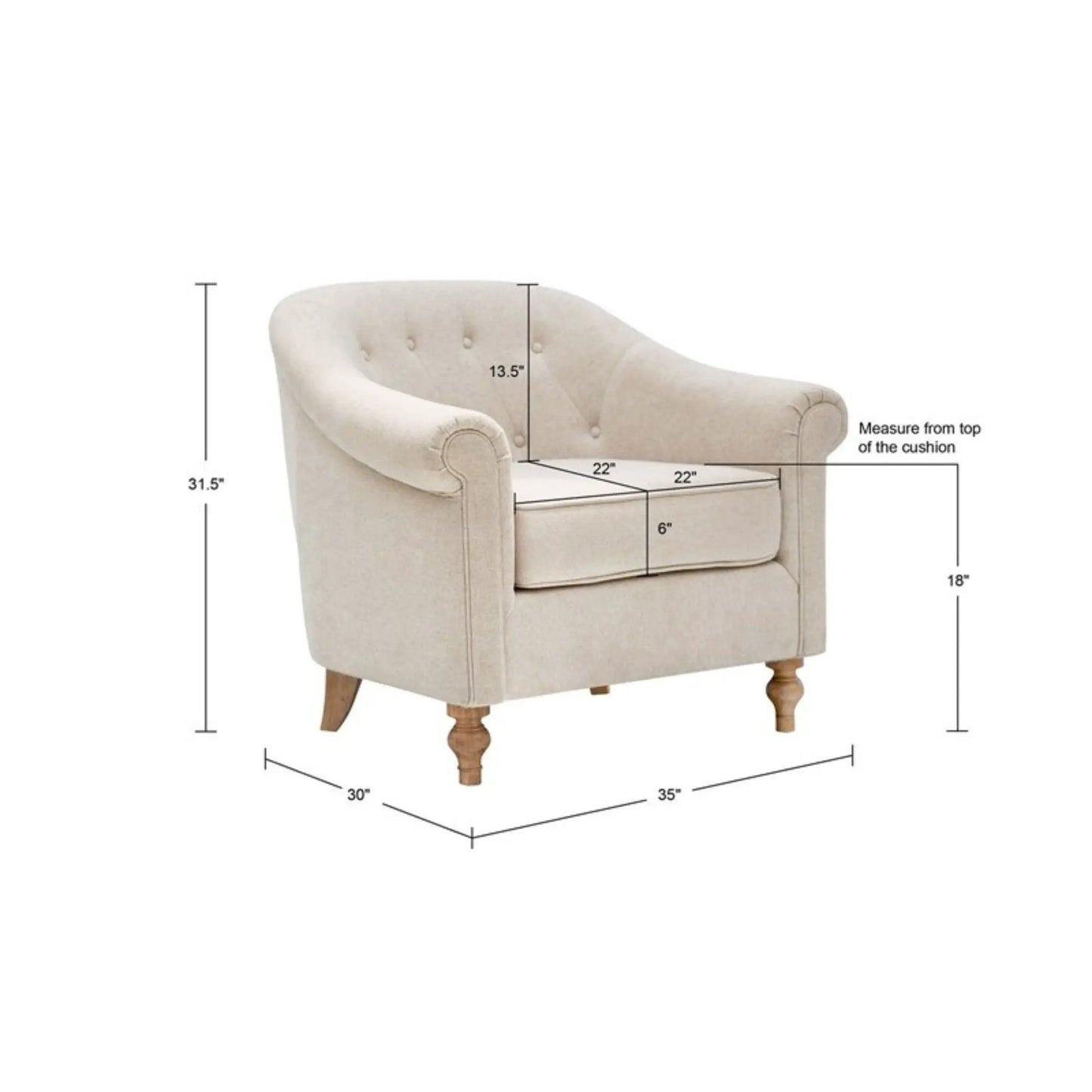 Fayette Tufted Accent Arm Chair in Cream