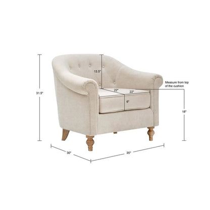 Fayette Tufted Accent Arm Chair in Cream