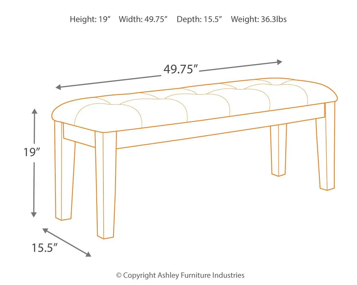 Ralene Upholstered Dining Bench in Medium Brown