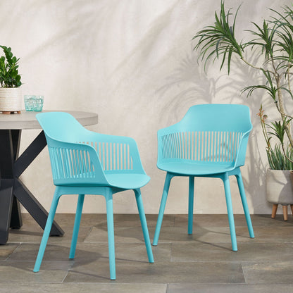 Dahlia Chair Set of 2 turquoise outdoor chairs with slotted backs on Tampa Home & Garden Store