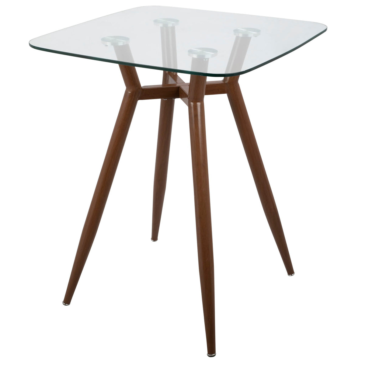 Mid Century Modern Square Counter Table with Glass Top and Brown Wood Legs by HouseOfZazla on Tampa Home & Garden Store