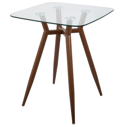 Mid Century Modern Square Counter Table with Glass Top and Brown Wood Legs by HouseOfZazla on Tampa Home & Garden Store