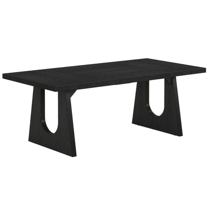 Dining Large Rectangular Kitchen & Dinner Table in black wood with U-shaped trestle legs HouseOfZazla on Tampa Home & Garden Store