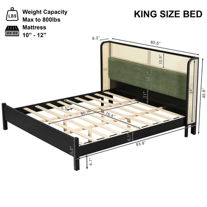 Sleek King Size Black and Green Bed Frame