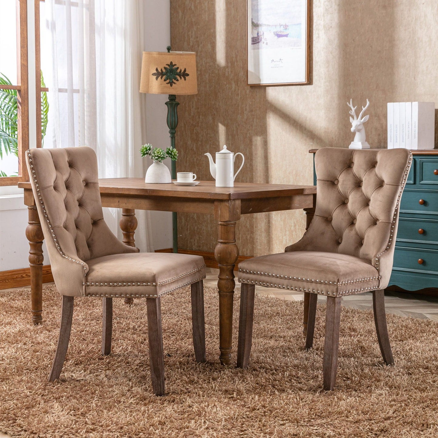Nikki High End Tufted Dining Chair Set of Two