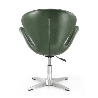 Raspberry Swivel Lounge Chair green leather 360° rotation with chrome pedestal base on Tampa Home & Garden Store