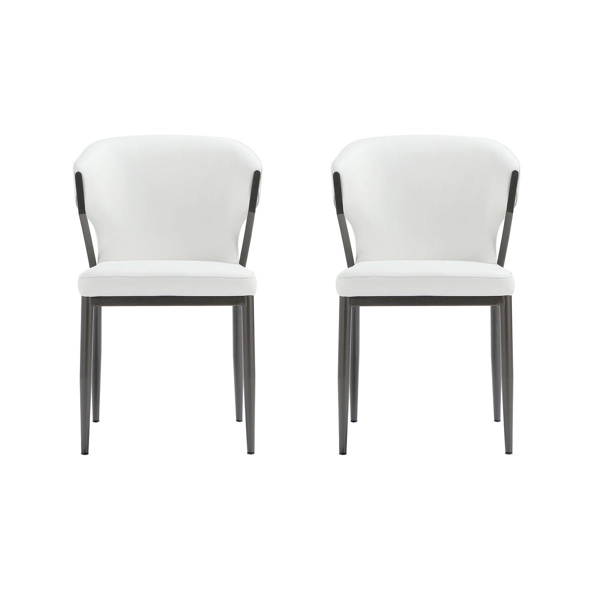 Kirsten dining chair set of 2 white upholstered chairs with black metal legs on Tampa Home & Garden Store