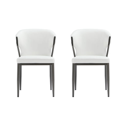 Kirsten dining chair set of 2 white upholstered chairs with black metal legs on Tampa Home & Garden Store
