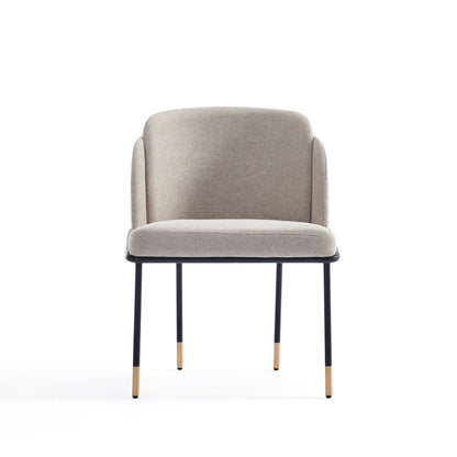 Flor Dining Chair with twill weave upholstery in beige, black metal legs with wood tips on Tampa Home & Garden Store