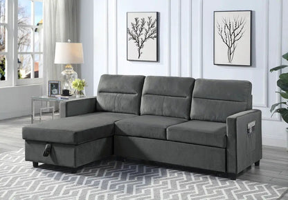 Ivy reversible sleeper sectional sofa with storage chaise in gray by Unique Piece Furniture on Tampa Home & Garden Store