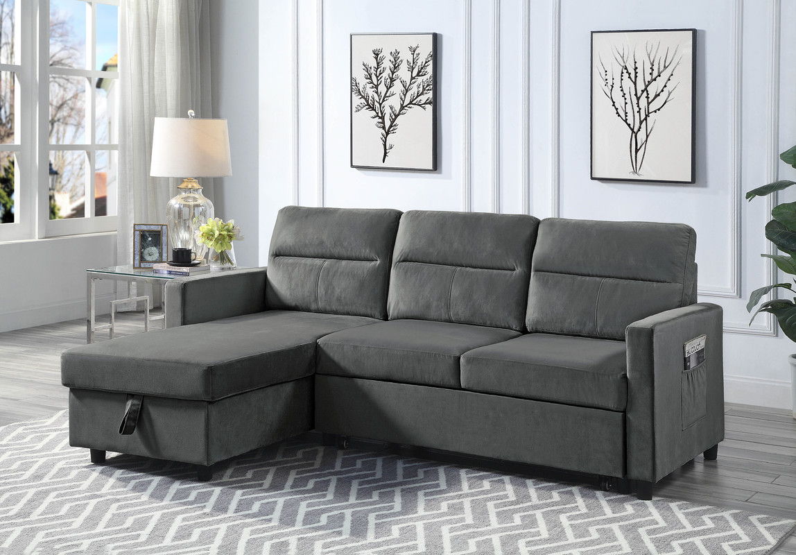 Ivy sleeper sectional sofa with storage chaise and side pocket, HouseOfZazla on Tampa Home & Garden Store