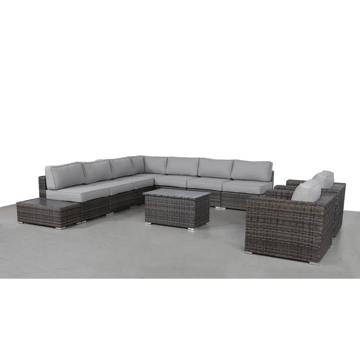 Stylish Entertainment Sectional Set by Unique Piece Furniture wicker with grey cushions 3pc on Tampa Home & Garden Store