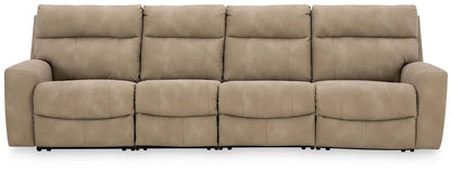 Next-Gen Durapella reclining sectional tan fabric 4-seat sofa on Tampa Home & Garden Store
