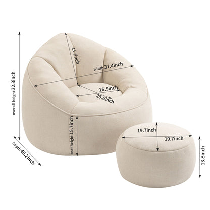 Cozy Bean Bag Chair With Foam and Footrest