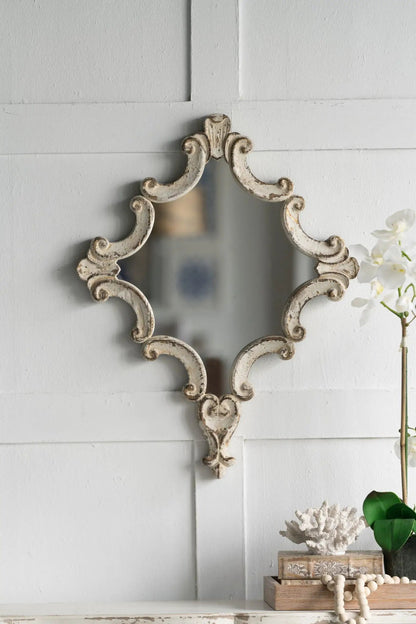 Artistic Diamond Scrollwork Mirror distressed frame Wall Mirror by Unique Piece Furniture on Tampa Home & Garden Store