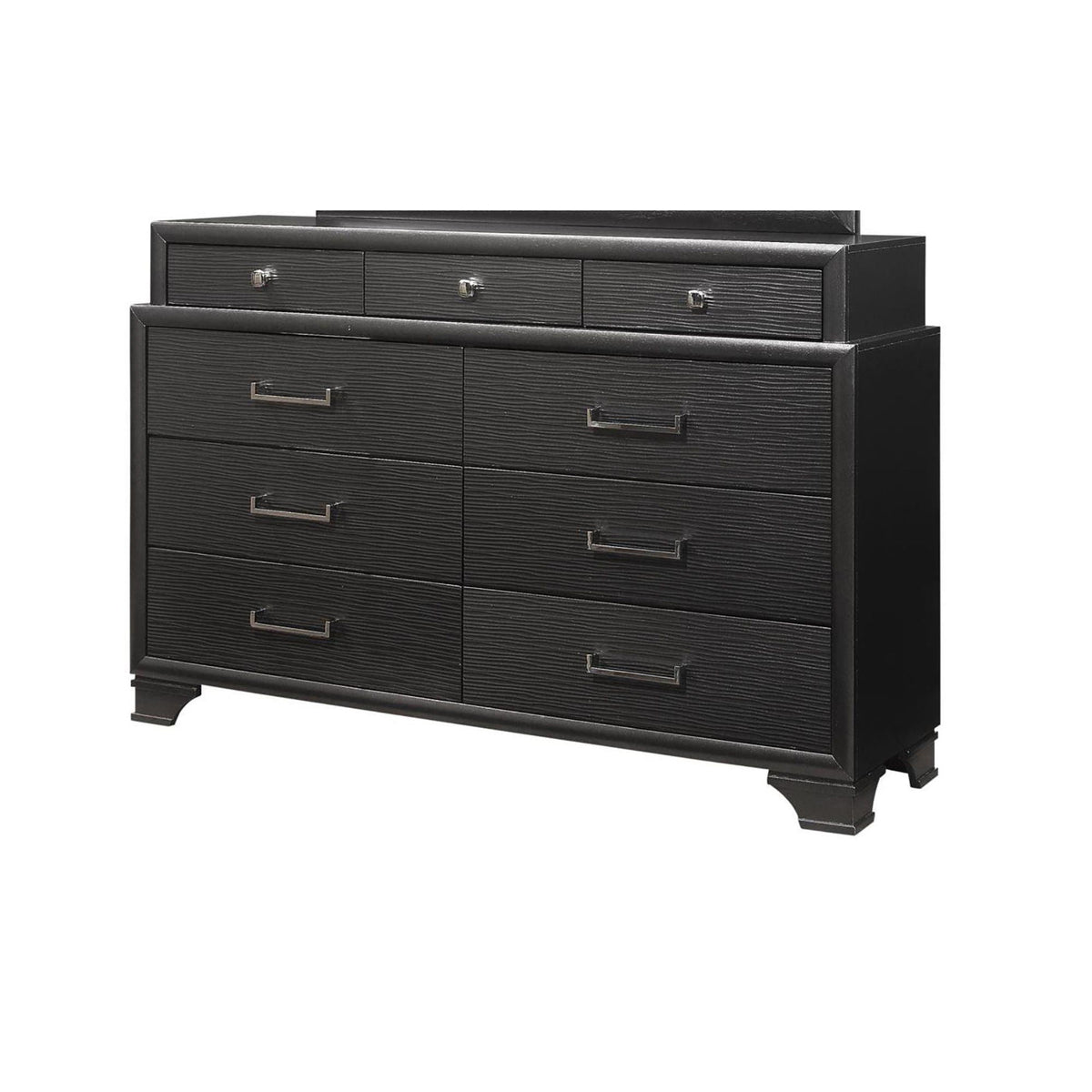 Civic solid wood dresser with large storage, black finish, 9-drawer design on Tampa Home & Garden Store