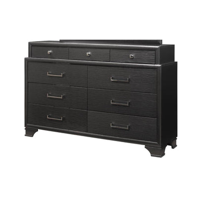 Civic solid wood dresser with large storage, black finish, 9-drawer design on Tampa Home & Garden Store