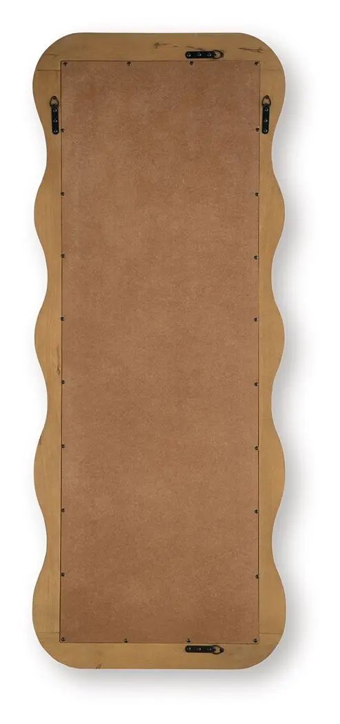 Ellisonville floor mirror brown wood frame back view with curved sides Unique Piece on Tampa Home & Garden Store