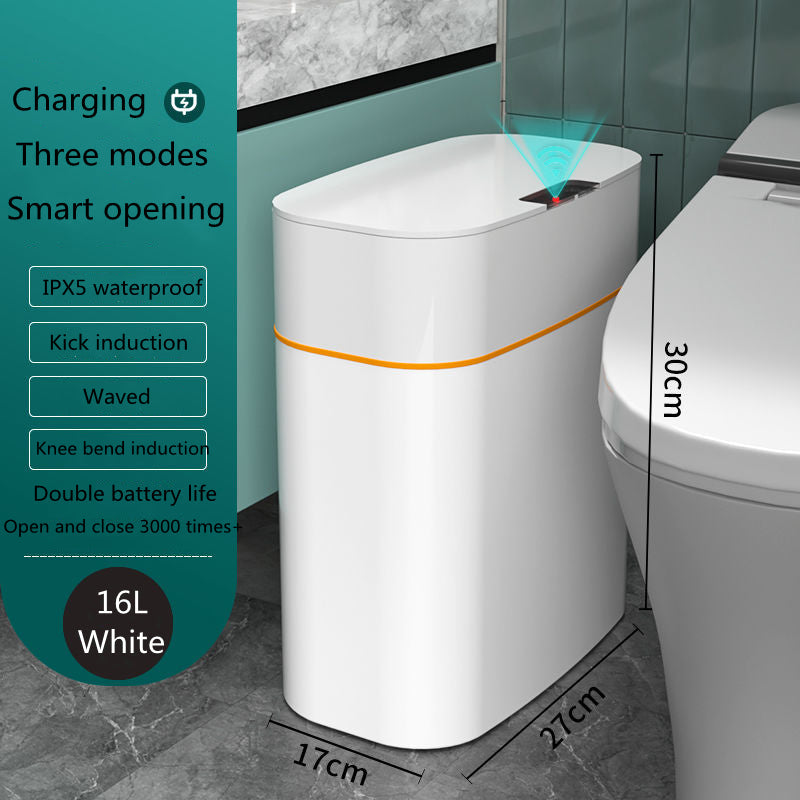 Smart Trash Can with Lid Perfecsy, white 16L with induction smart opening on Tampa Home & Garden Store