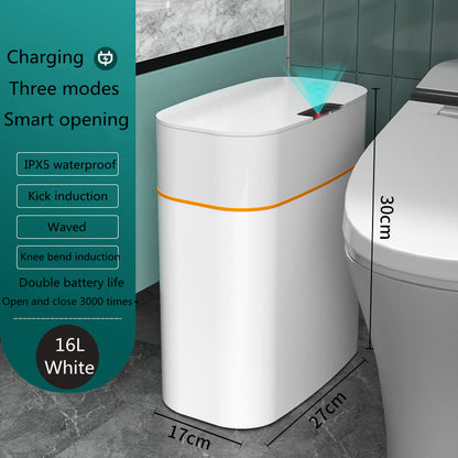 Smart Trash Can with Lid Perfecsy, white 16L with induction smart opening on Tampa Home & Garden Store