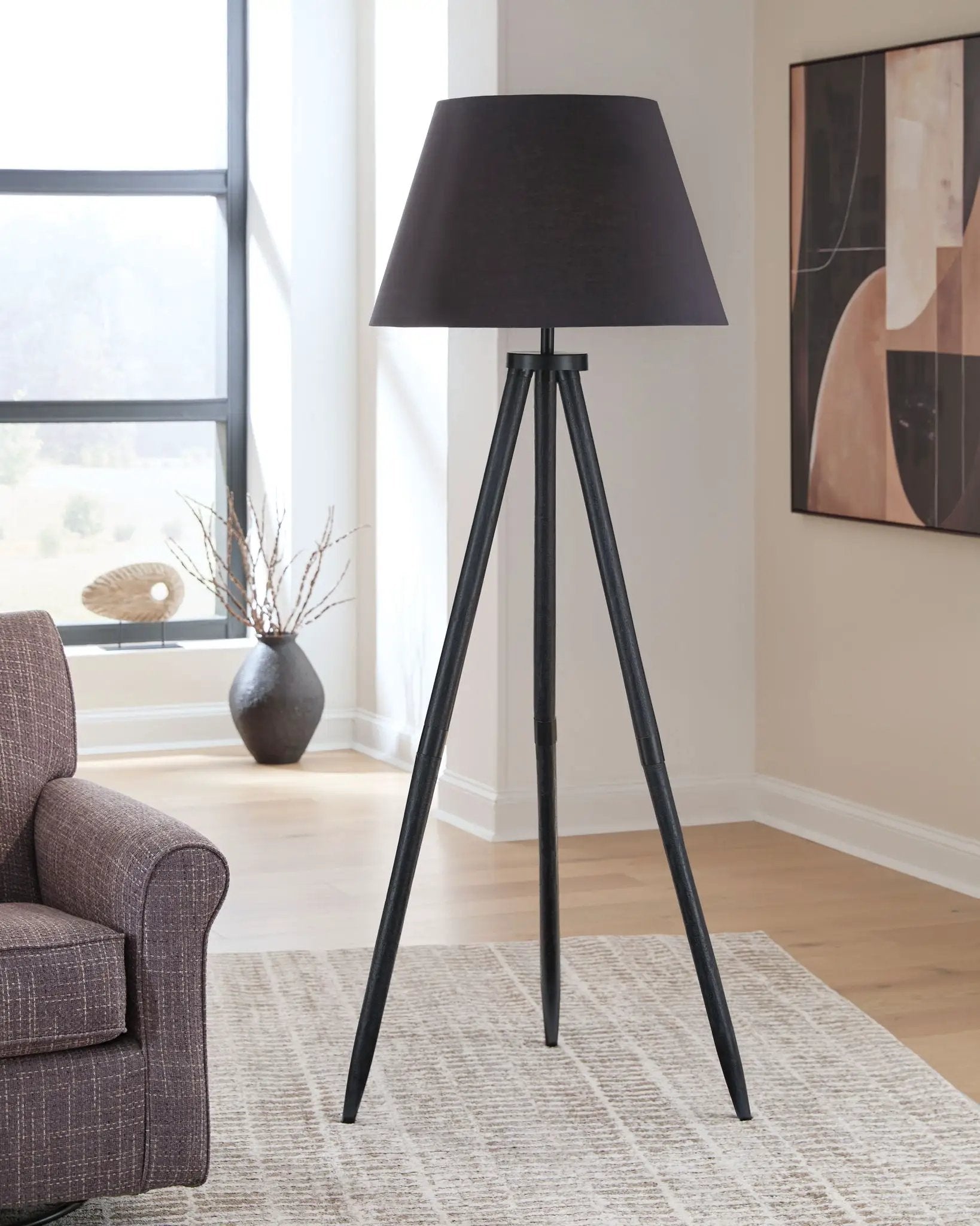 Orhan floor lamp black with tripod legs and shade by Unique Piece Furniture on Tampa Home & Garden Store