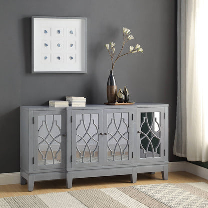 Magdi Console Cabinet Antique Gray with lattice doors HouseOfZazla on Tampa Home & Garden Store